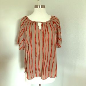 Honey Punch Striped Silk like Blouse size S